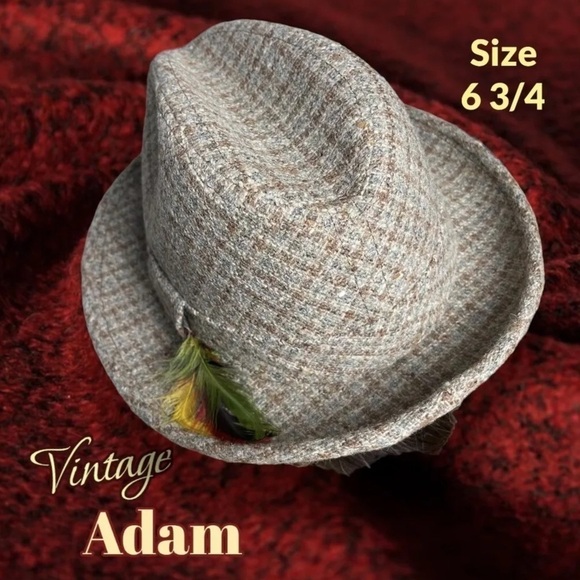 Vintage Adam New York USA Wool Hat Lined/Feathered Tweed Fedora Sz 6 3/4 Cap New - Picture 5 of 10